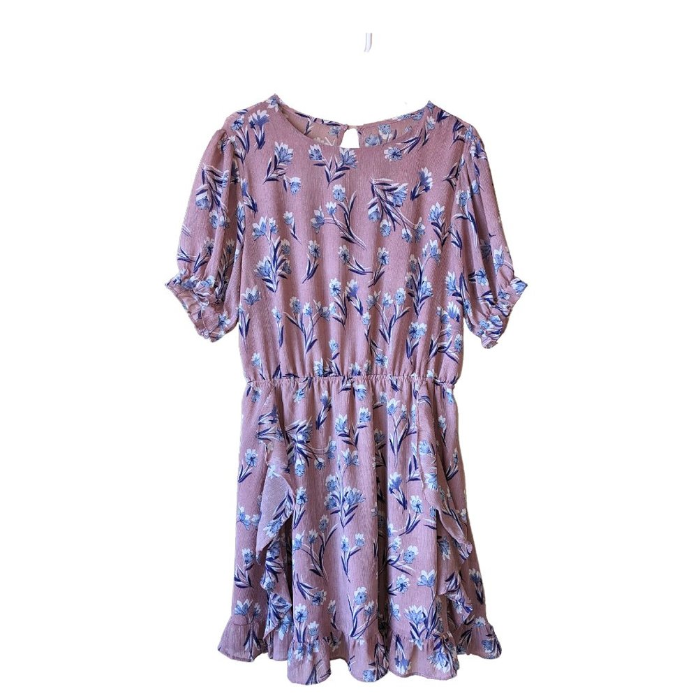 Floral Mid Length Dress, Mauve Color Size 2X